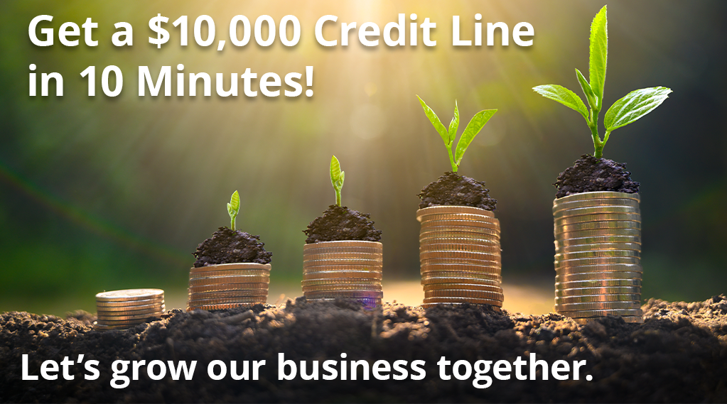 Get a $10,000 Credit Line in 10 Minutes! Let's grow our business together.